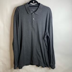 Eddie Bauer Gray Long Sleeve Polo Shirt Sz Tall XL